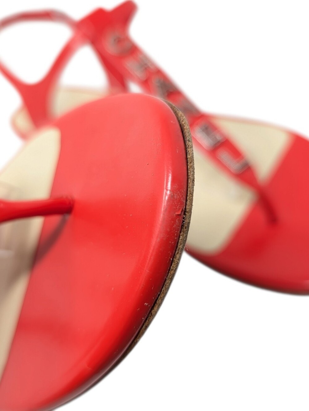 Chanel Red "CHANEL" Logo Slingback T-Strap Thong Sandals Size EU 41 - Picture 10 of 15